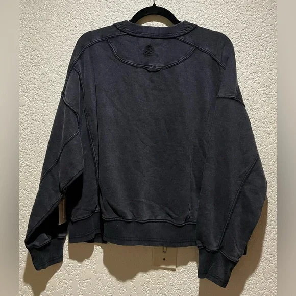 Free People Movement Hatch Intercept Sweatshirt Black Washed out Size L - Picture 5 of 7